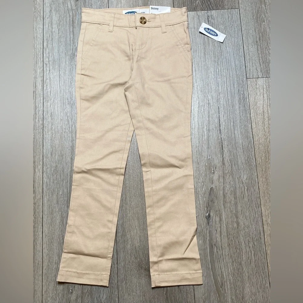 Old Navy Girl School Uniform Kaki Stretch Skinny Adjustable Waist Pants Size 6